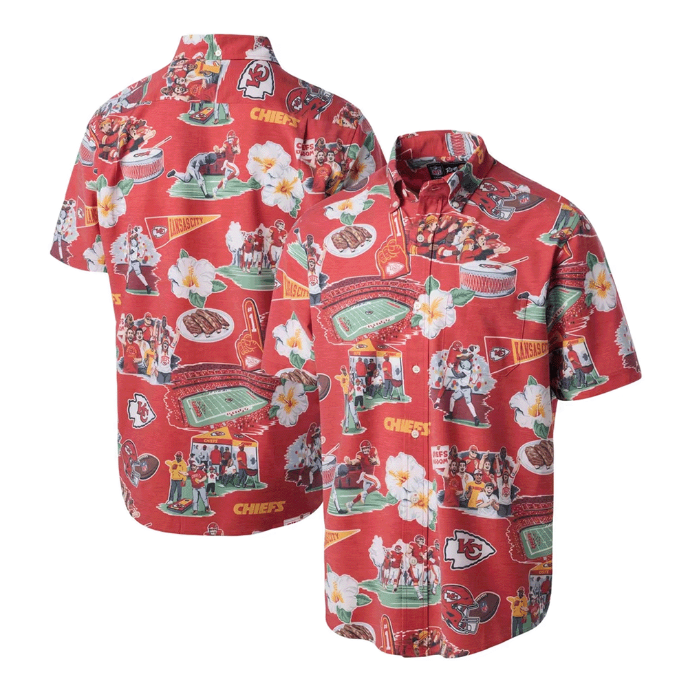 Reyn Spooner Kansas City Chiefs Merch Hawaiian Shirt Red Scenic Aloha Shirt Football Fans Gift_