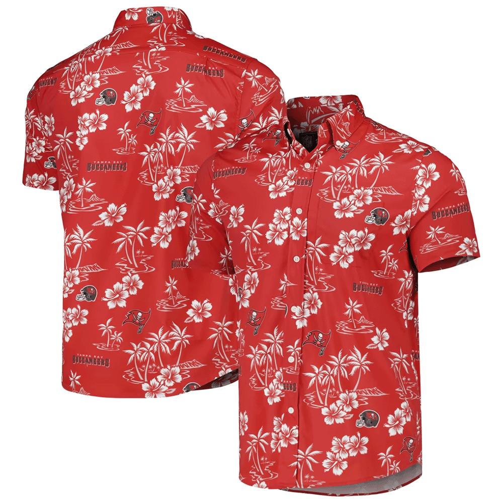 Reyn Spooner Tampa Bay Buccaneers Merch Hawaiian Shirt Red Kekai Aloha Shirt Fans Gift Ideas