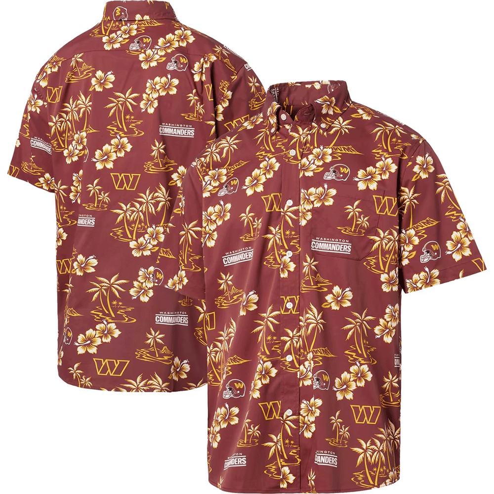 Reyn Spooner Washington Commanders Merch Hawaiian Shirt Burgundy Kekai Aloha Shirt Gift For Mens_