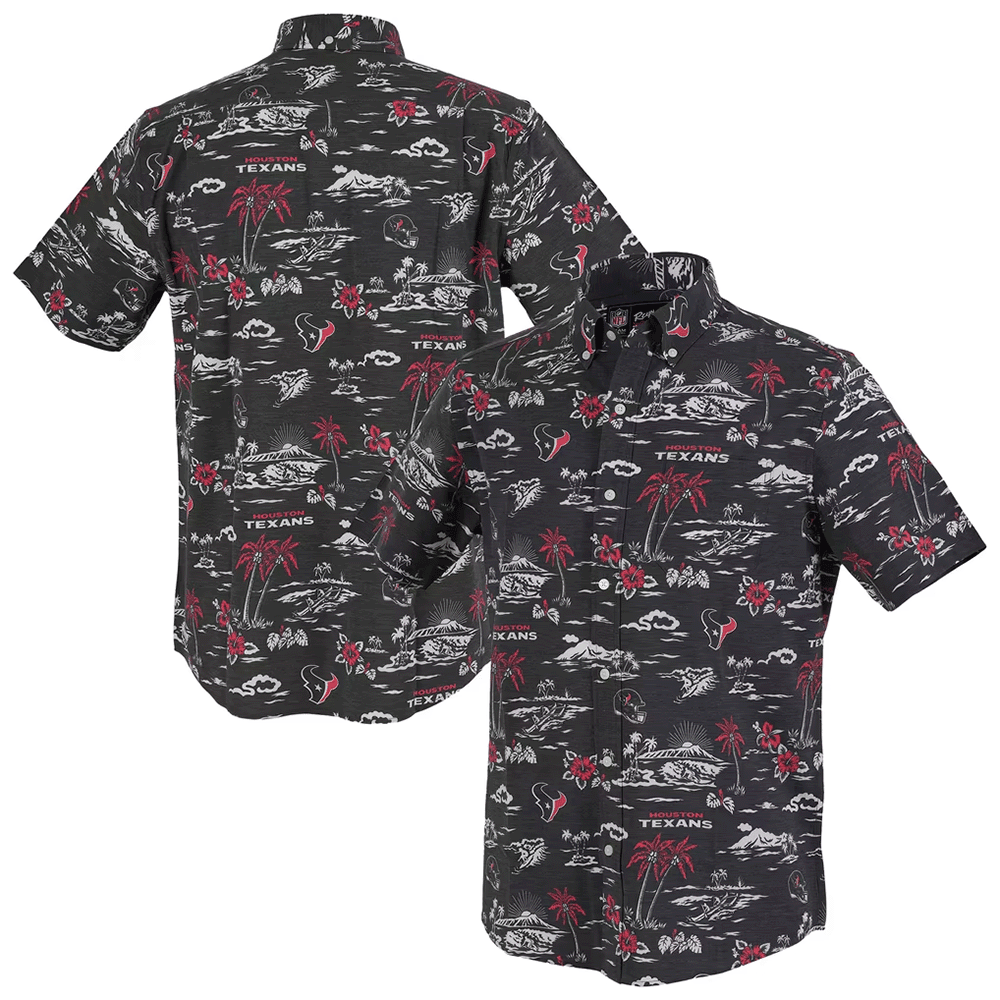 Reyn Spooner Houston Texans Merch Hawaiian Shirt Navy Kekai Performance Aloha Shirt Gift For Dad_