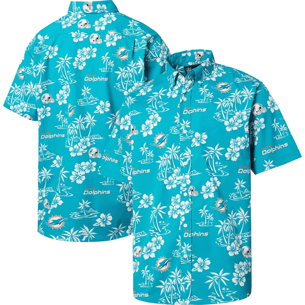 Reyn Spooner Miami Dolphins Merch Hawaiian Shirt Aqua Kekai Aloha Shirt Gift For Husbands