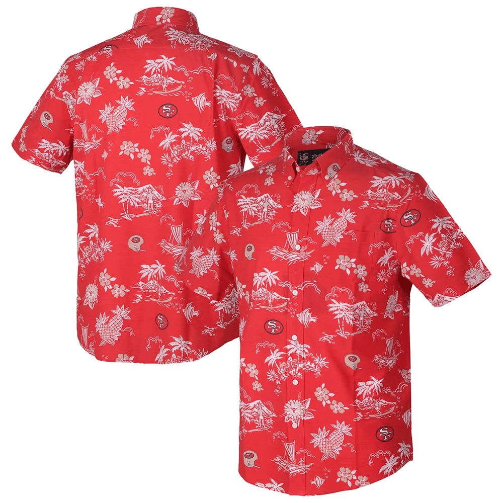 Reyn Spooner San Francisco 49ers Merch Hawaiian Shirt Scarlet Throwback Kekai Aloha Shirt Mens Gift _