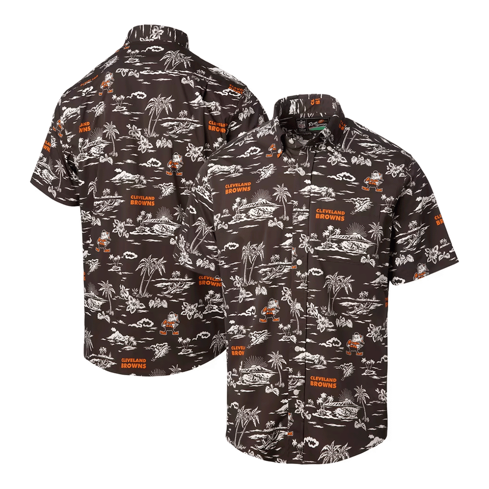 Reyn Spooner Cleveland Browns Merch Hawaiian Shirt Throwback Kekai Aloha Shirt Sport Gift Ideas