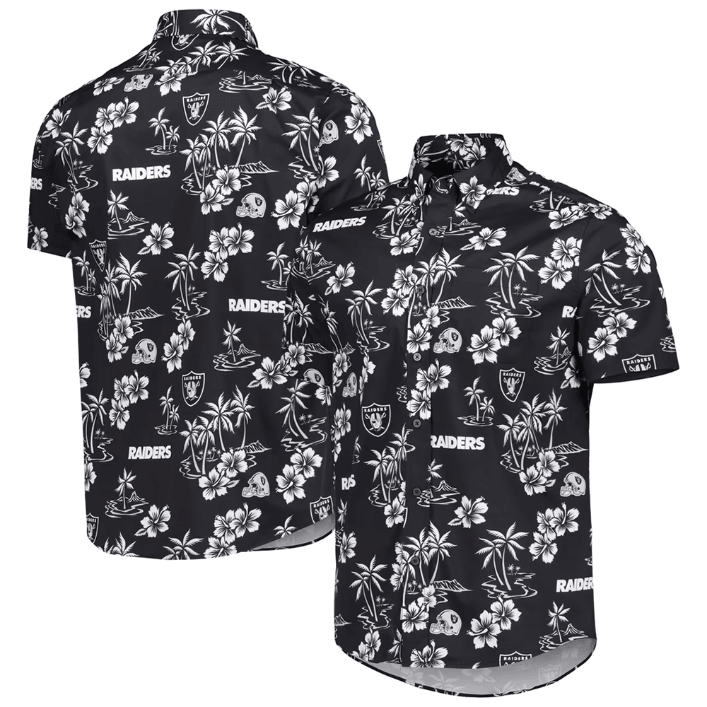 Reyn Spooner Las Vegas Raiders Merch Hawaiian Shirt Black Kekai Aloha Shirt Gift For Sport Mens_