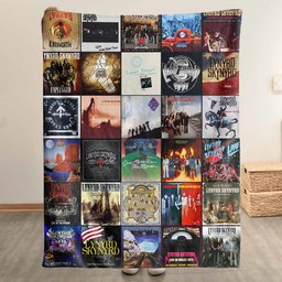 Lynyrd Skynyrd Merch Albums Collage Sherpa Blanket Gift For Southern Rock Enthusiasts