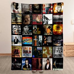 Bruce Springsteen Merch Albums Collage Sherpa Blanket Gift For Heartland Rock Enthusiasts