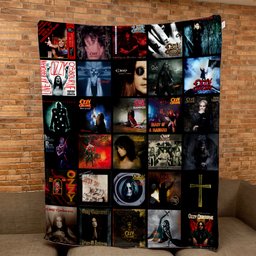 Ozzy Osbourne Merch Albums Collage Sherpa Blanket Gift For Heavy Metal Lovers