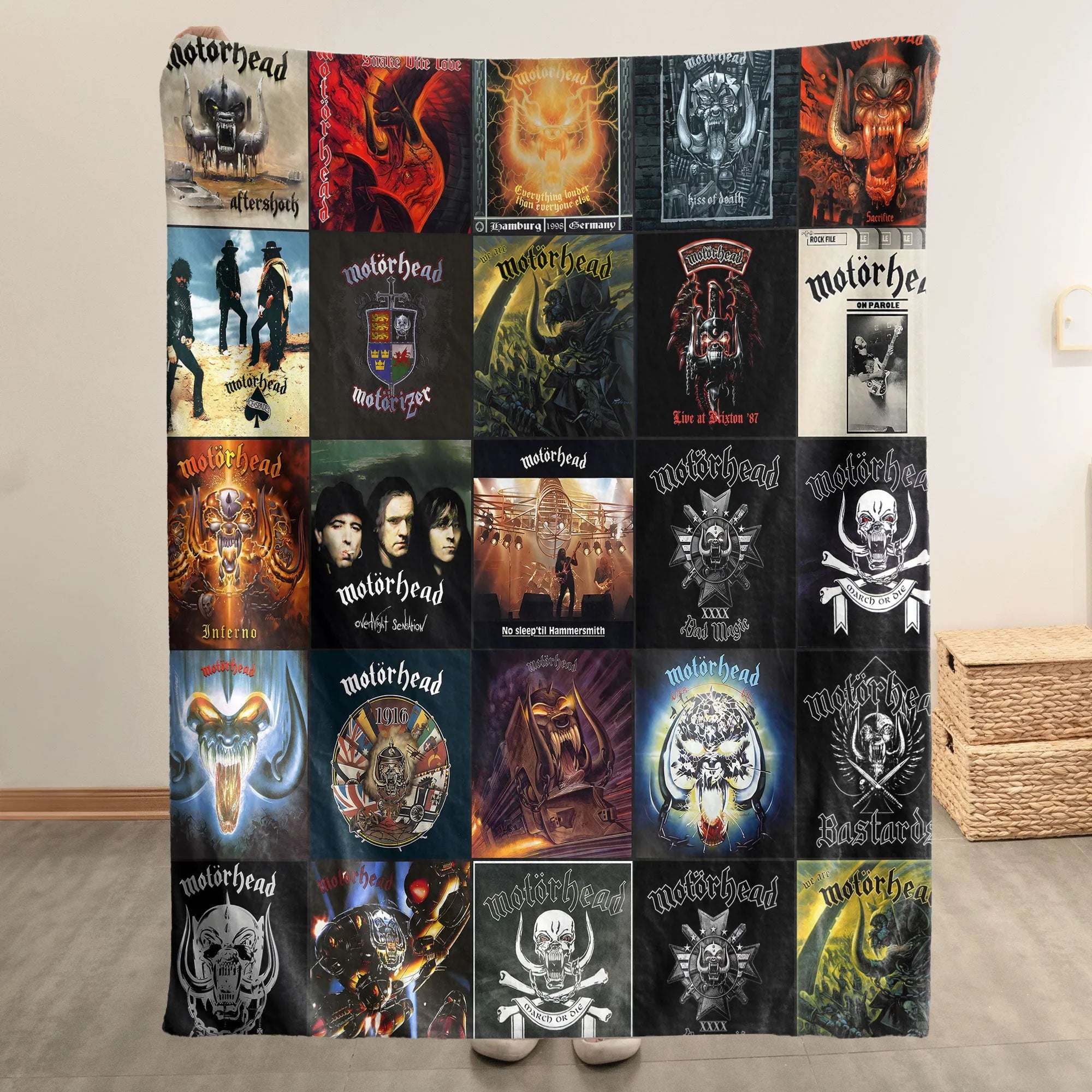 Motorhead Merch Albums Collage Sherpa Blanket Gift For Heavy Metal Fans Lovers