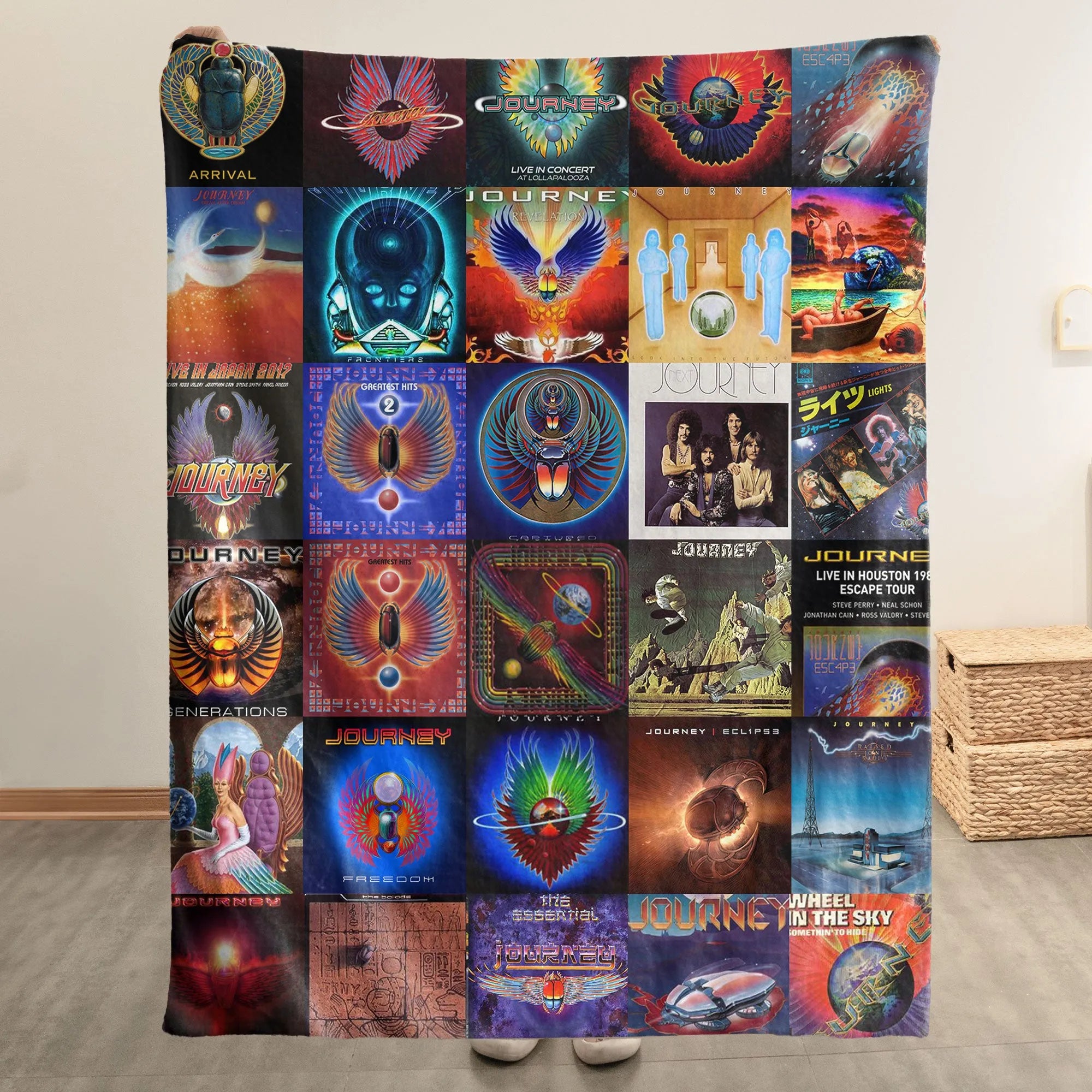 Journey Merch Albums Collage Sherpa Blanket Unique Gift For Arena Rock Fans