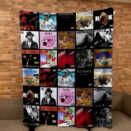 Kid Rock Merch Albums Collage Sherpa Blanket Gift For Country Rock Lovers