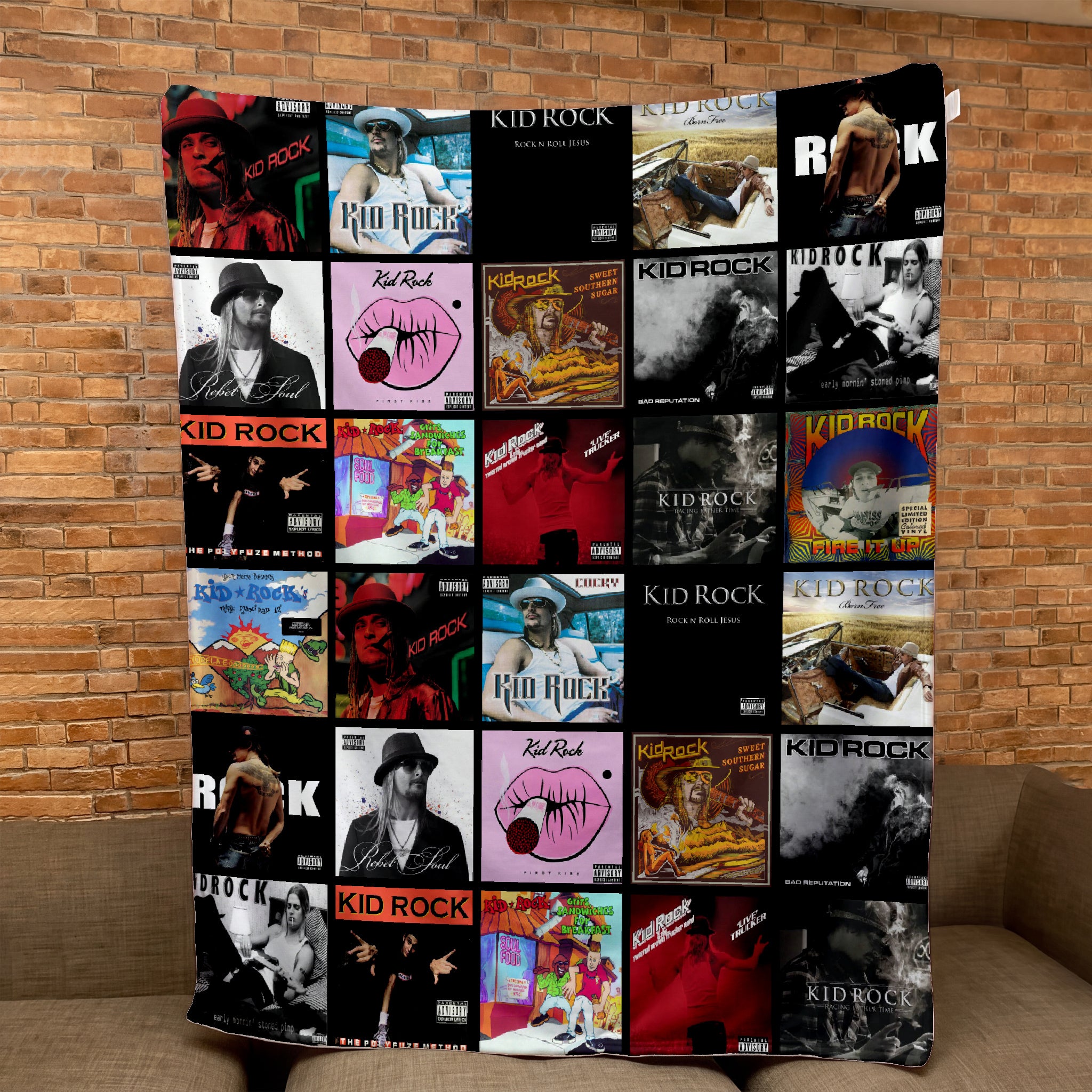 Kid Rock Merch Albums Collage Sherpa Blanket Gift For Country Rock Lovers