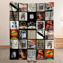 Led Zeppelin Merch Albums Collage Sherpa Blanket Gift For Classic Rock Lovers