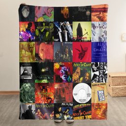 Alice In Chains Merch Albums Collage Sherpa Blanket  Grunge Rock Fans Gift Ideas