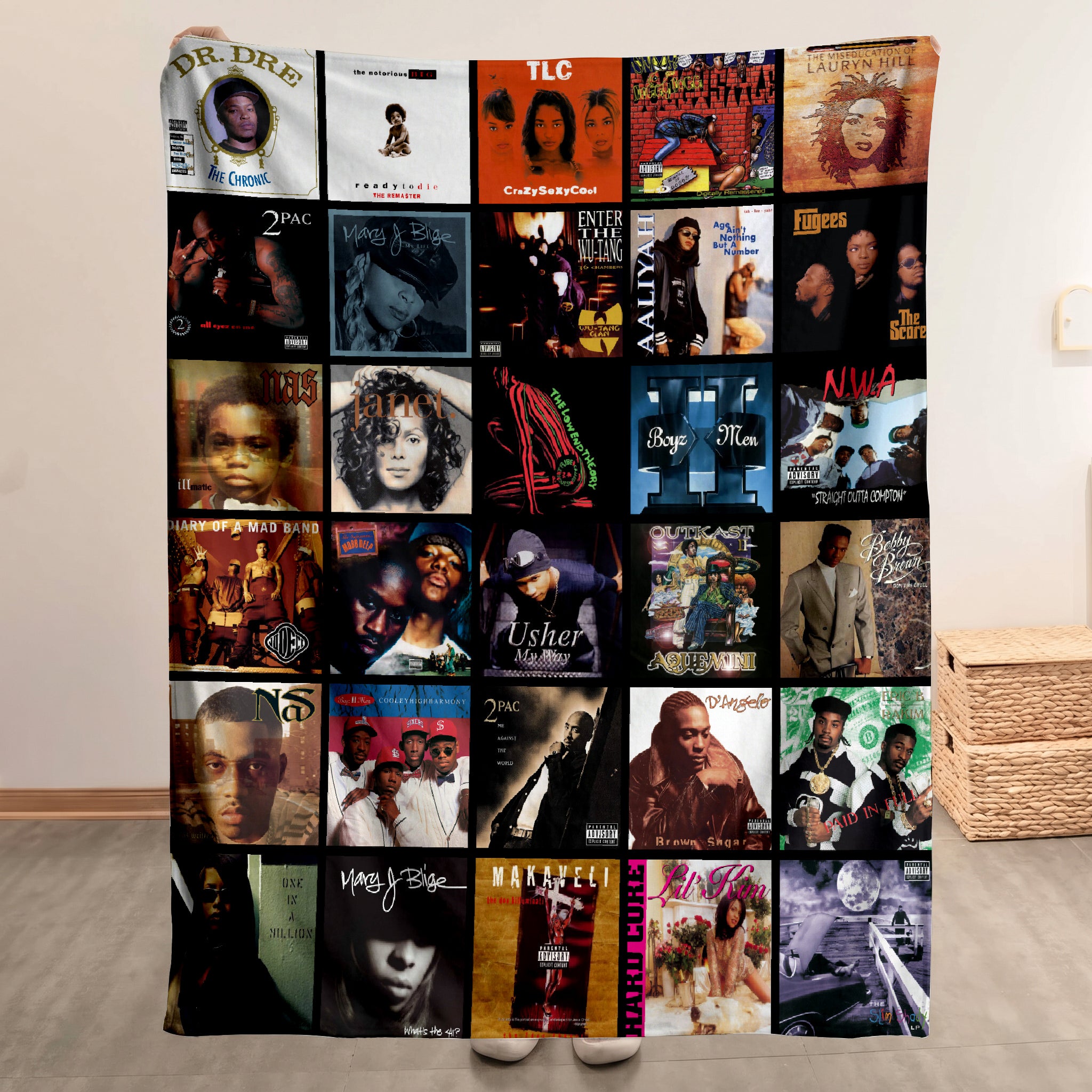90s Hip Hop And R And B Merch Essential Albums Collage Sherpa Blanket Gift For Collectors