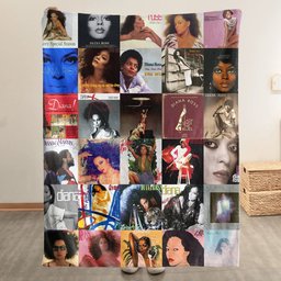 Diana Ross Merch Albums Collage Sherpa Blanket Gift For Soul Music Collectors