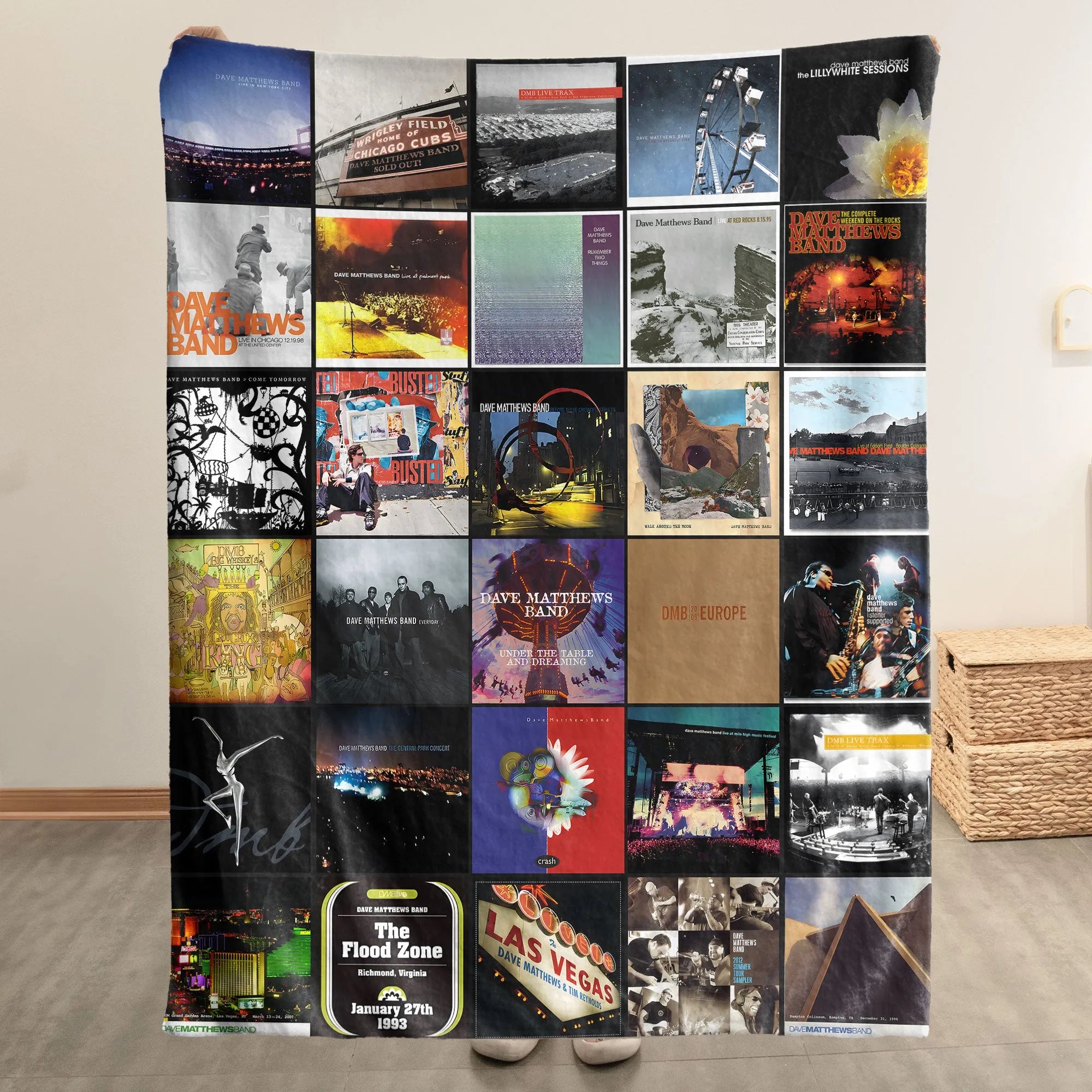 Dave Matthews Band Merch Albums Collage Sherpa Blanket Gift For Jam Band Enthusiasts