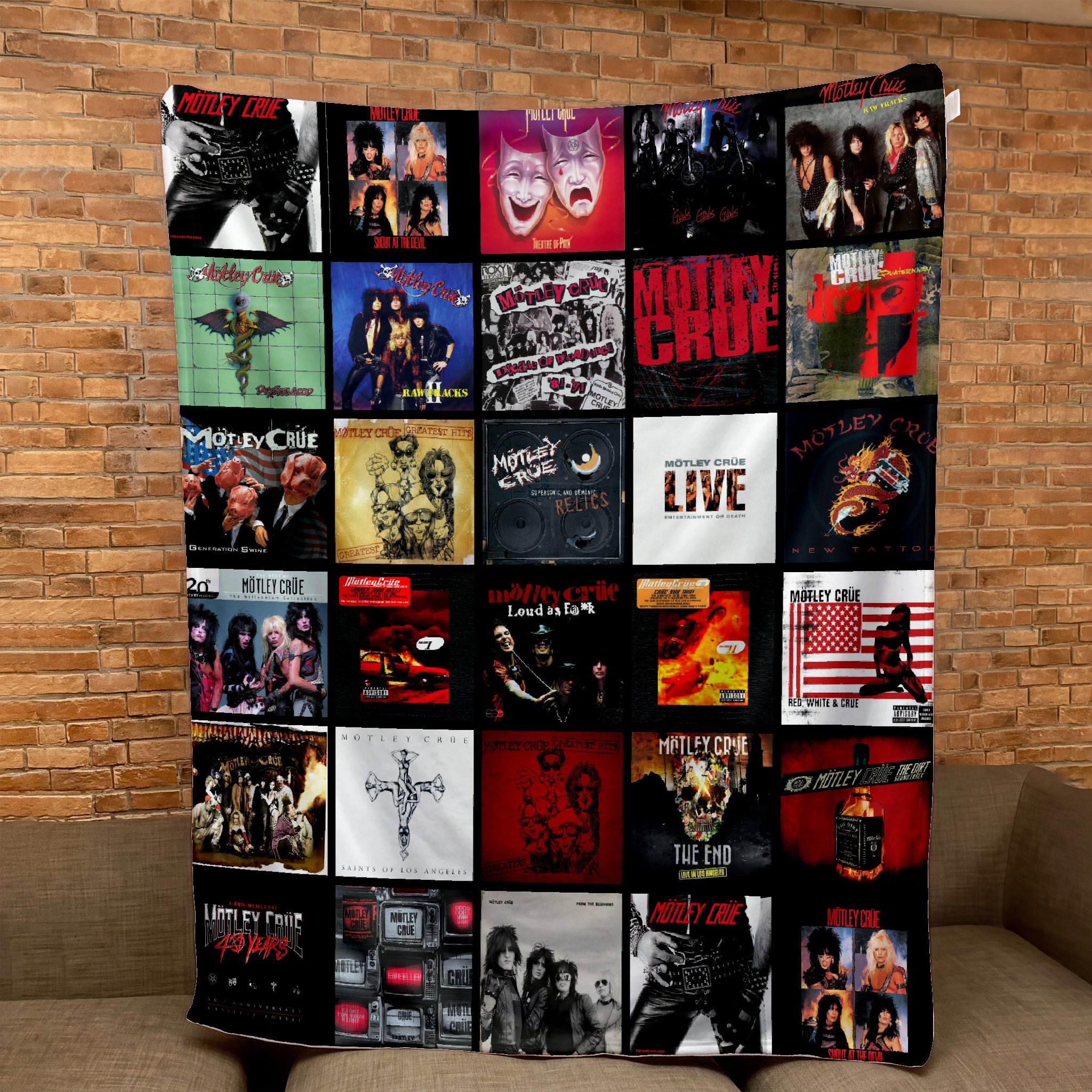 Motley Cr�e Merch Albums Collage Sherpa Blanket Gift For Rock Music Lovers