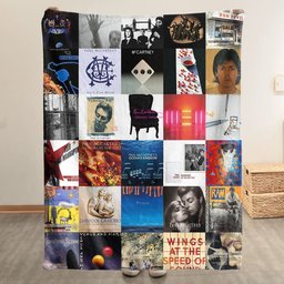 Paul McCartney Merch Albums Collage Sherpa Blanket Gift For Loyal Fans