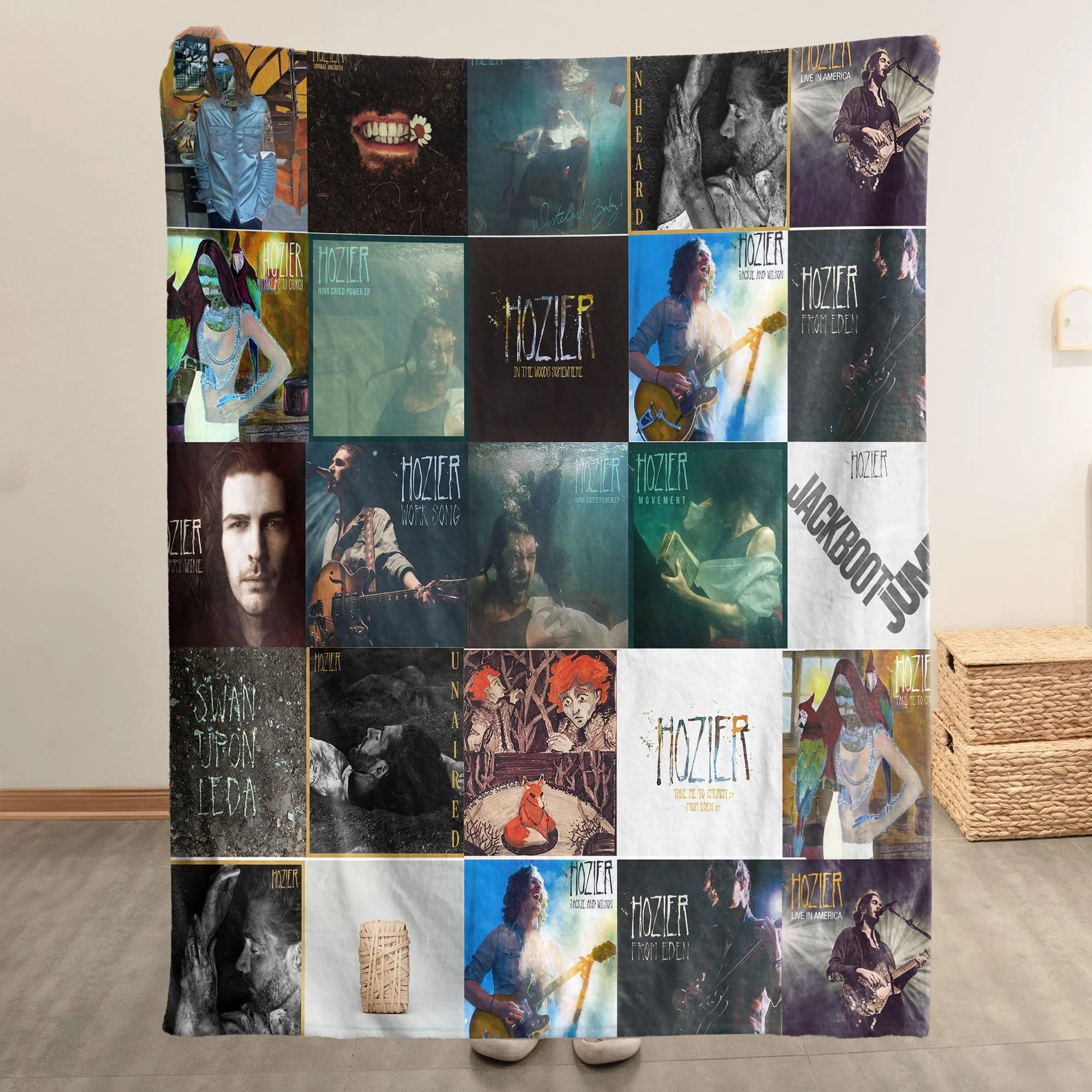 Hozier Merch Albums Collage Sherpa Blanket Best Indie Folk Listeners Gift Ideas