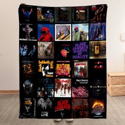 Black Sabbath Merch Albums Collage Sherpa Blanket Gift For Metalheads