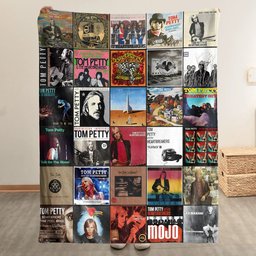 Tom Petty Merch Albums Collage Sherpa Blanket Gift For Classic Rock Lovers