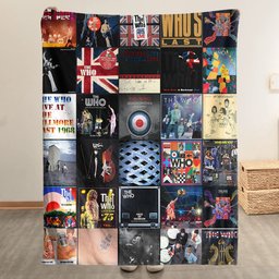 The Who Merch Albums Collage Sherpa Blanket Gift For Classic Rock Enthusiasts