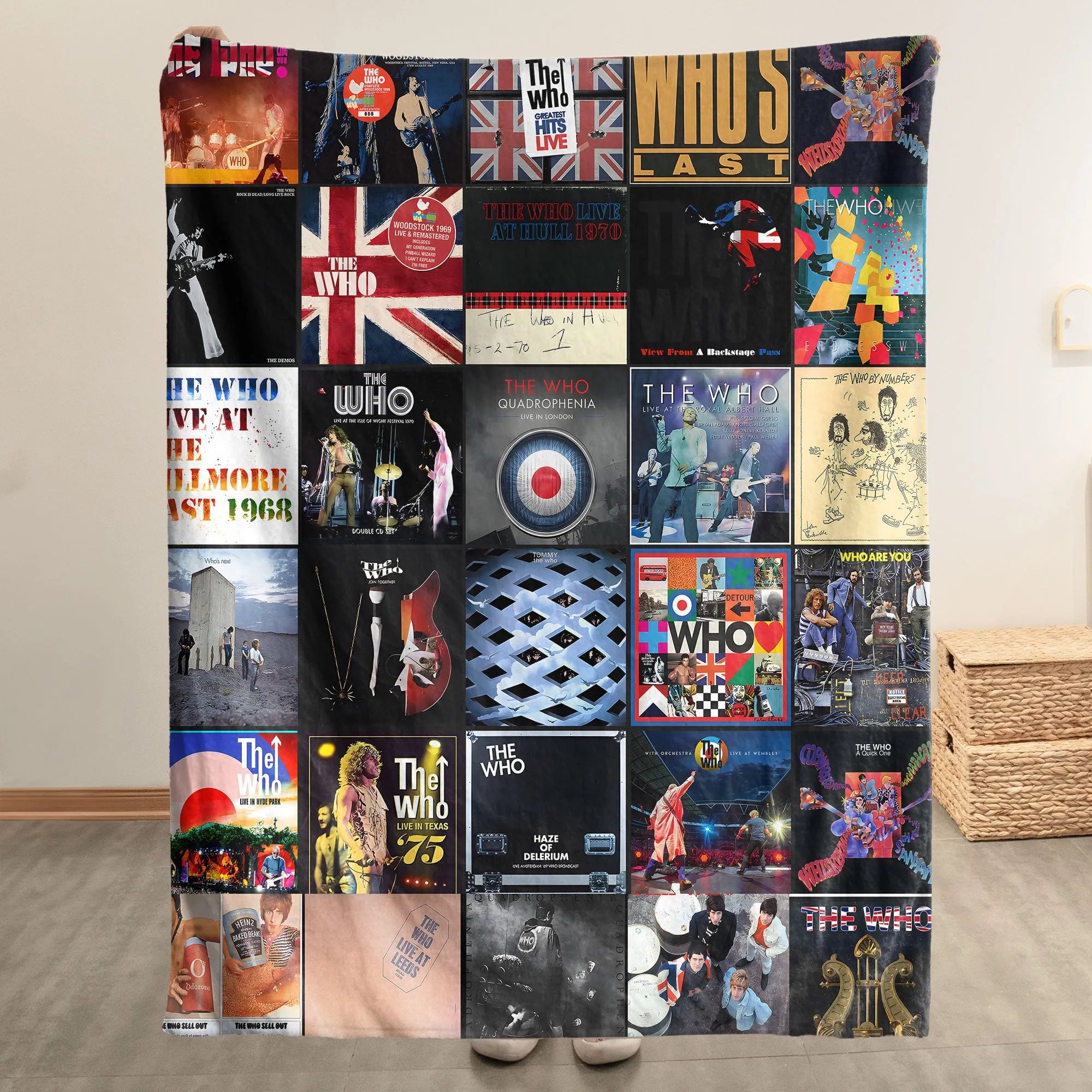 The Who Merch Albums Collage Sherpa Blanket Gift For Classic Rock Enthusiasts