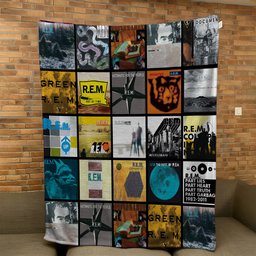 R.E.M. Merch Albums Collage Sherpa Blanket Gift For Alternative Rock Fans