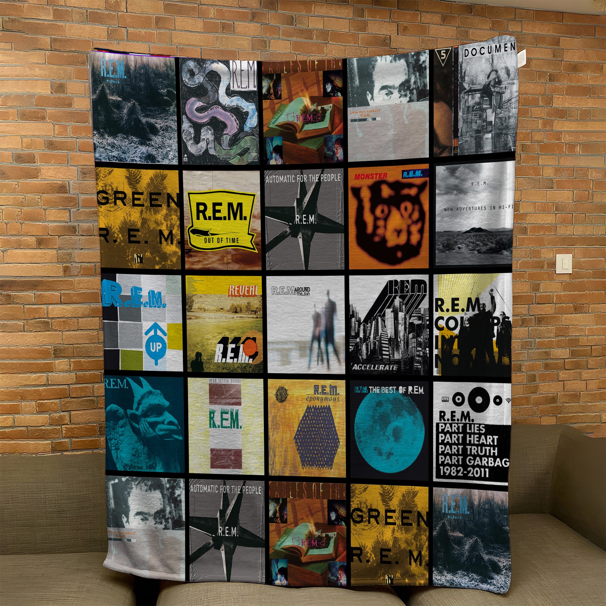 R.E.M. Merch Albums Collage Sherpa Blanket Gift For Alternative Rock Fans