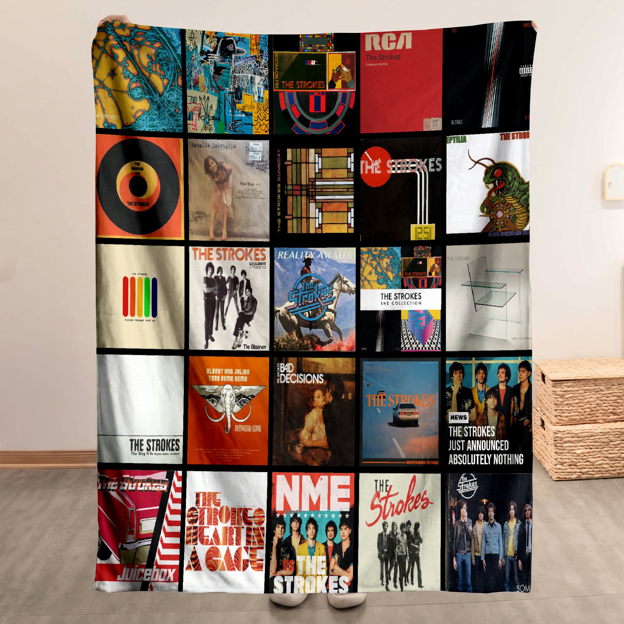 The Strokes Merch Albums Collage Sherpa Blanket Gift For Garage Rock Brothers