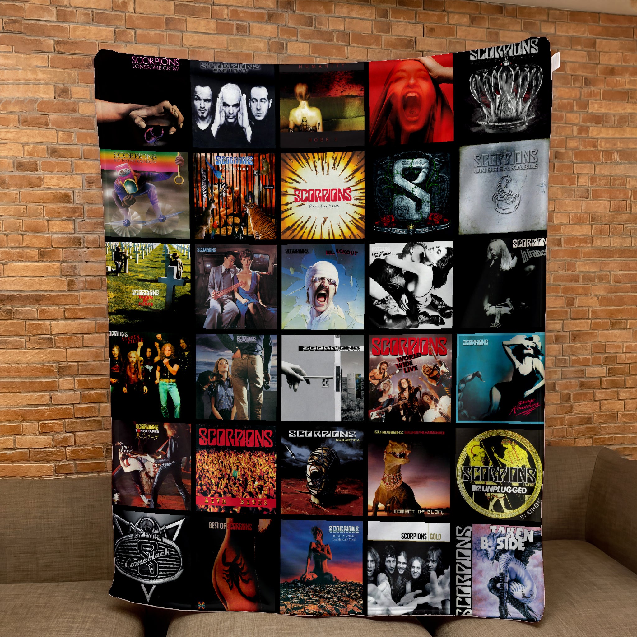Scorpions Merch Albums Collage Sherpa Blanket Gift For Heavy Metal Lovers
