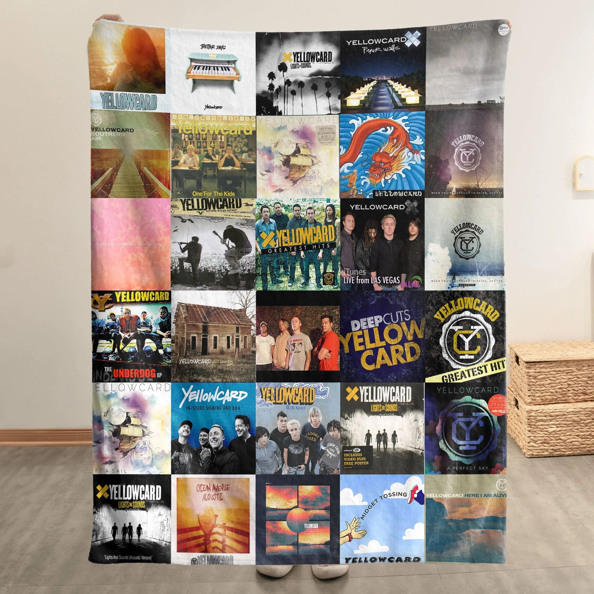 Yellowcard Merch Albums Collage Sherpa Blanket Gift For Pop Punk Fans