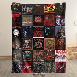Slayer Merch Albums Collage Sherpa Blanket Gift For Thrash Metal Fan