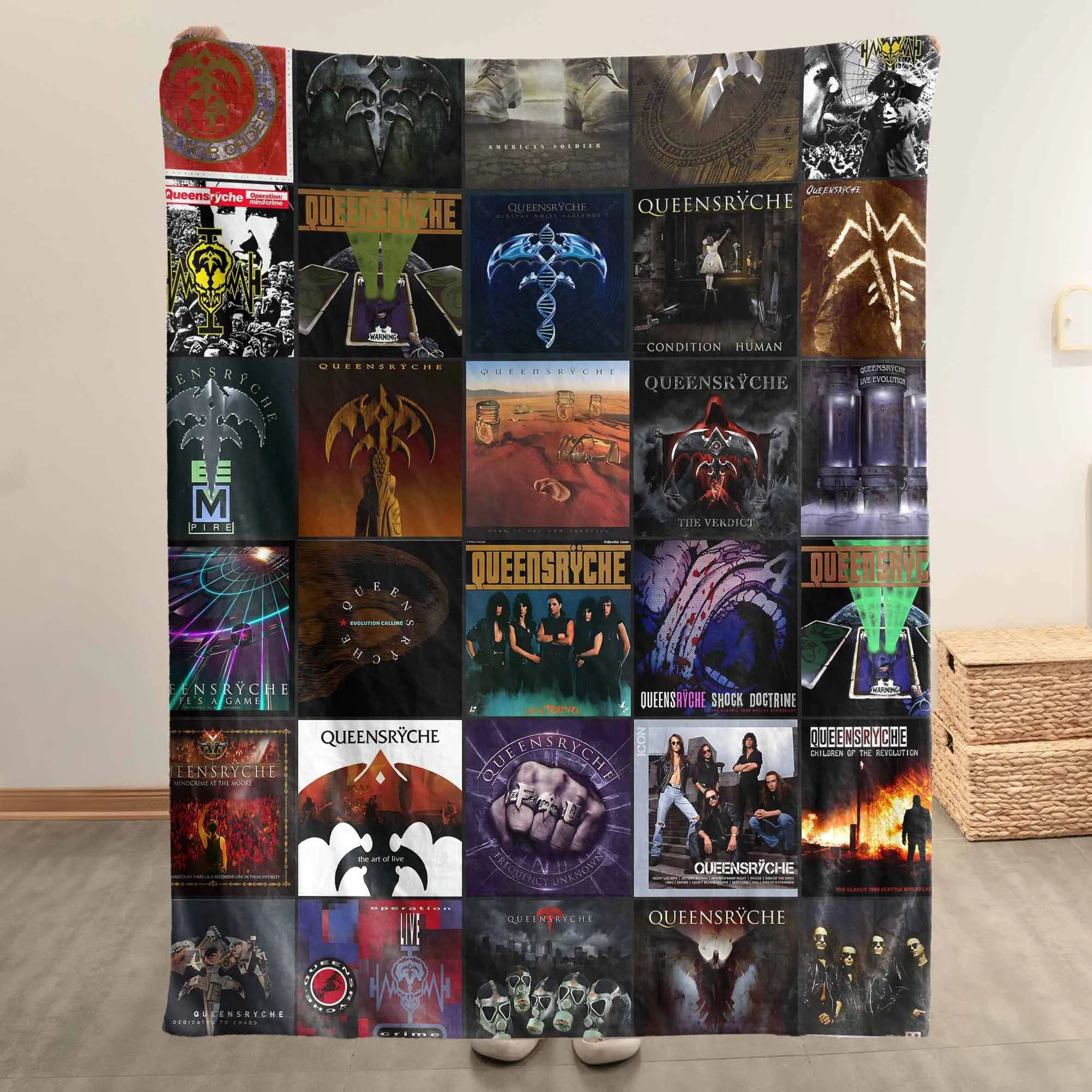 Queensryche Merch Albums Collage Sherpa Blanket Gift For Progressive Metal Fans