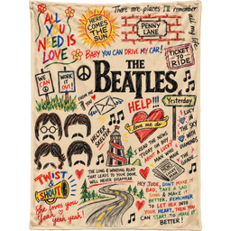 The Beatles Merch Song Doodles Art Sherpa Blanket Gift For Classic Rock Fans