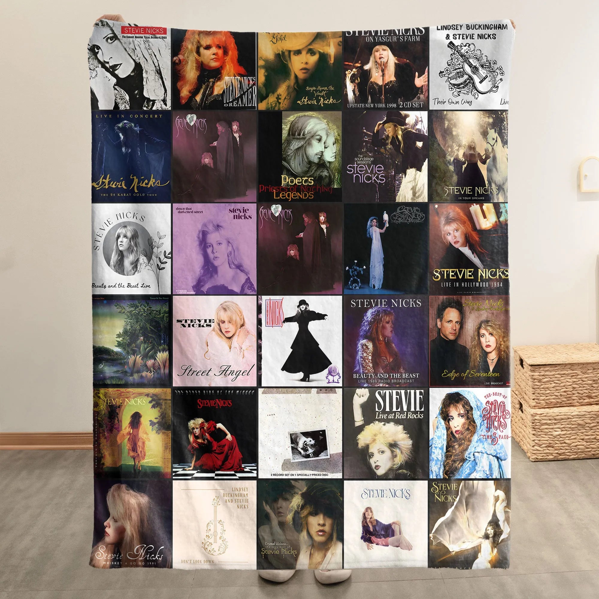 Stevie Nicks Merch Albums Collage Sherpa Blanket Gift For Fleetwood Mac Fans