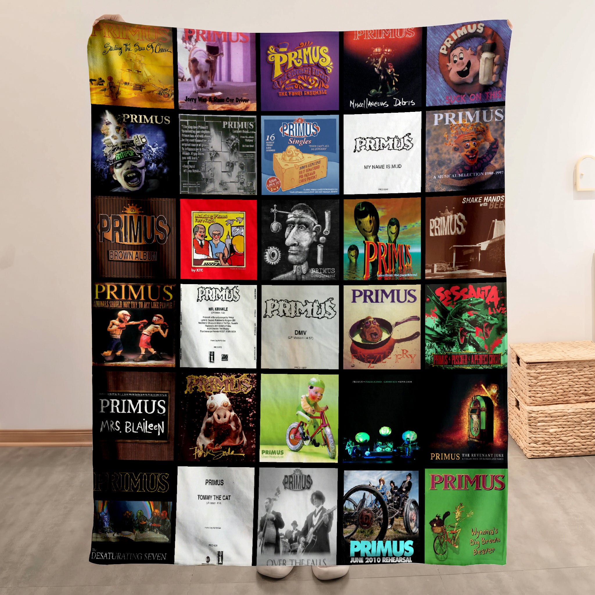 Primus Merch Album Covers Collage Sherpa Blanket Gift For Experimental Rock Fans