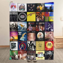 Queen Merch Albums Collage Sherpa Blanket Gift For Classic Rock Fans