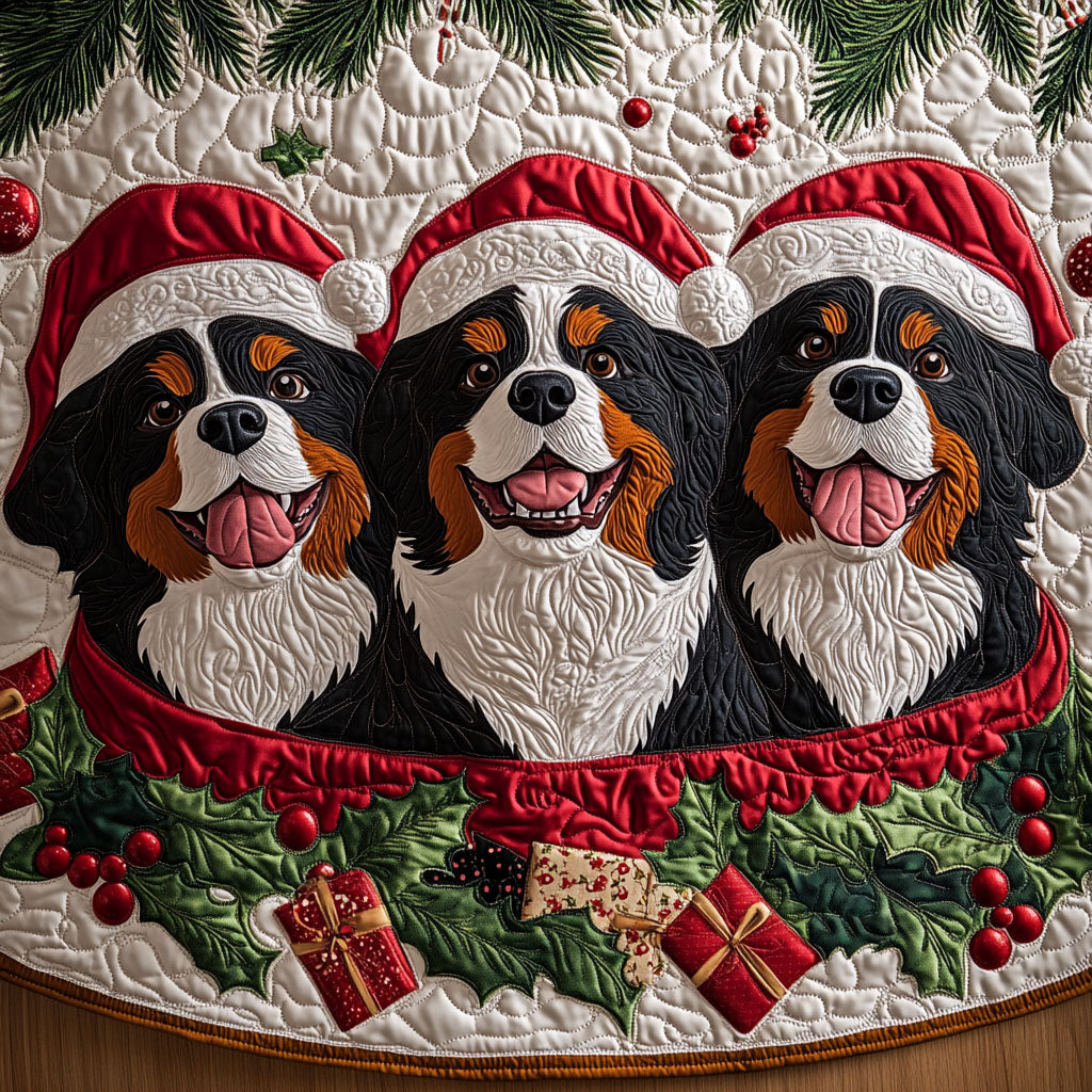 Bernese Guardian Quilted Christmas Tree Skirt Cozy Holiday Tree Skirt to Brighten Your Home