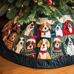 Beagle Christmas Tales Quilted Christmas Tree Skirt Perfect Tree Skirt Gift for Mom or Grandma