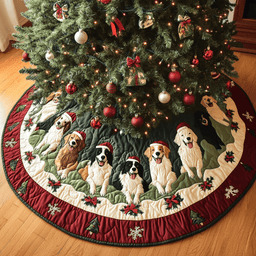 Border Collie Dreams Christmas Quilted Tree Skirt Custom Christmas Tree Skirt Merch for Your Family