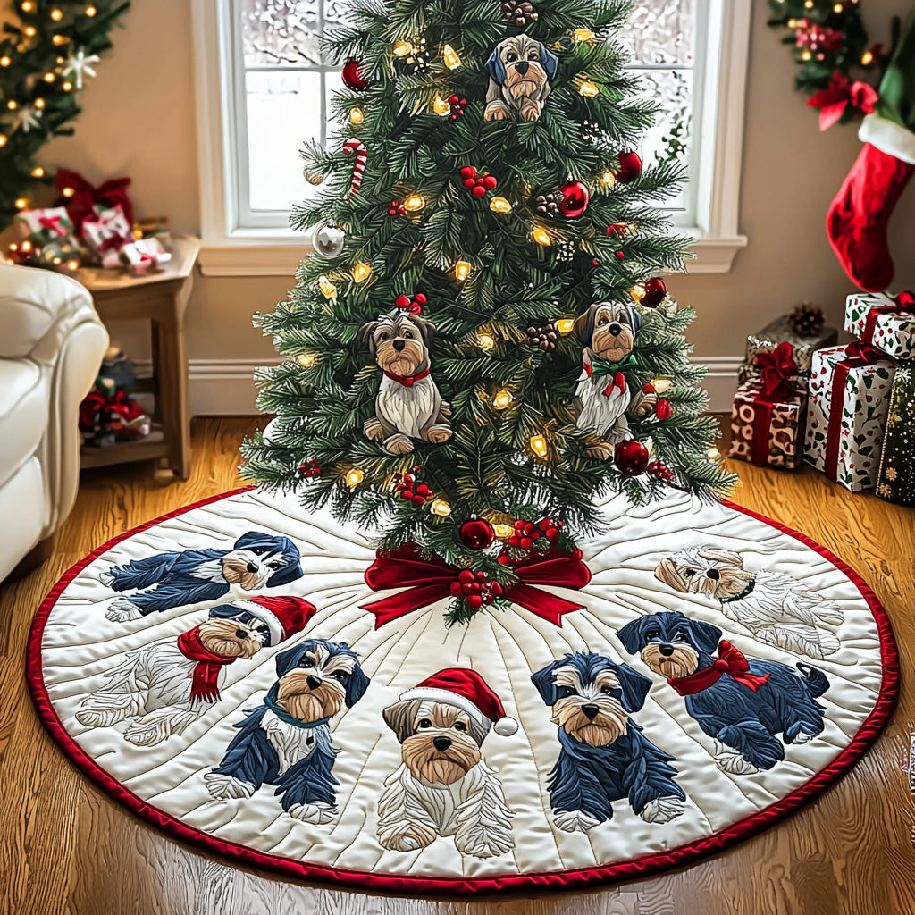 Bearded Christmas Joy Quilted Christmas Tree Skirt Luxury Christmas Tree Skirt for Elegant Homes