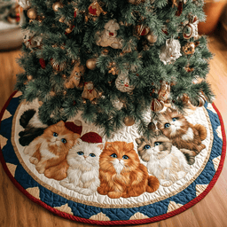 Cat Haven Christmas Quilted Tree Skirt Holiday Merch That Completes Your Christmas Setup