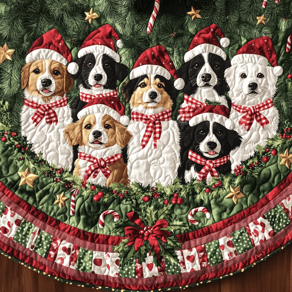 Christmas Australian Shepard Christmas Quilted Tree Skirt Popular Gift Merch for Christmas Enthusiasts