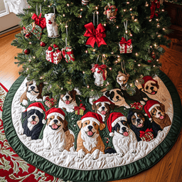 Christmas Pitbull Christmas Quilted Tree Skirt Holiday Merch That Completes Your Christmas Setup