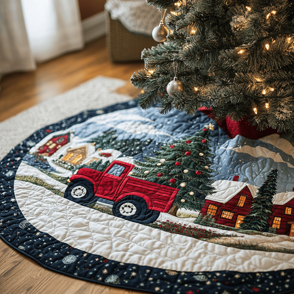 Christmas Truck Quilted Christmas Tree Skirt Exclusive Christmas Tree Skirt Merch Collection
