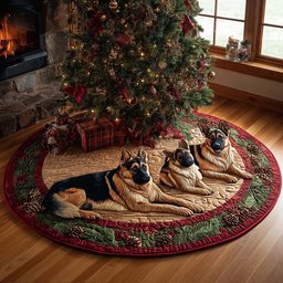 Christmas Guardian Quilted Christmas Tree Skirt Lovely Gift Merch for a Festive Home