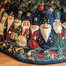Cheerful Nutcrackers Quilted Christmas Tree Skirt Magical Christmas Tree Skirt to Impress Guests