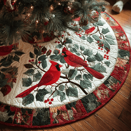 Cardinal Glow Christmas Quilted Tree Skirt Christmas Tree Skirt Gift That Brings Joy