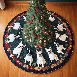 Boston Terrier Under The Mistletoe Christmas Quilted Tree Skirt Thoughtful Christmas Tree Skirt Gift Idea
